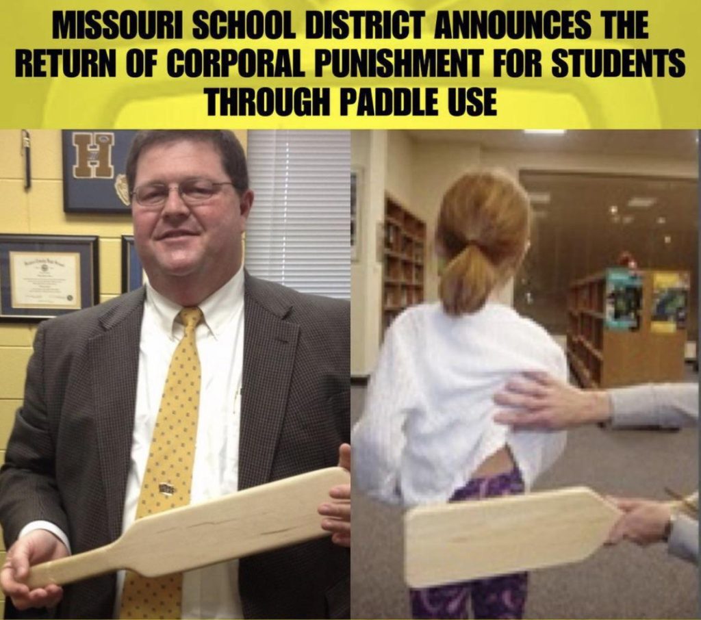 missouri school district announces punishment through paddle